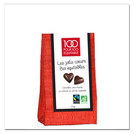 Cœurs au chocolat bio issu du commerce équitable - 100g